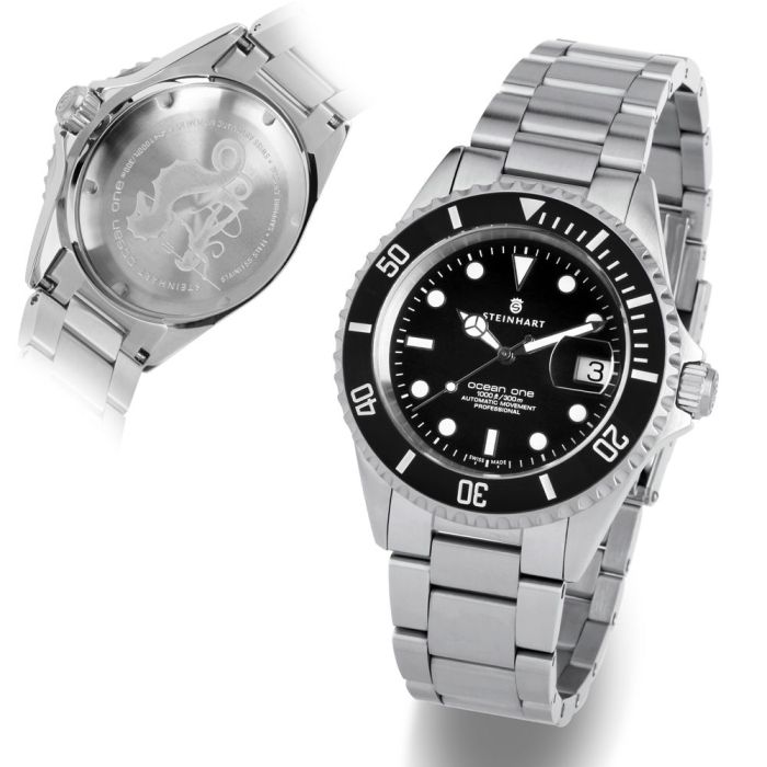Ocean One BLACK Diver´s hands by luminous markers Steinhart watch with Ceramic and | Watches