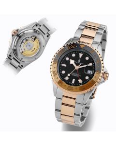 Ocean One GMT two-tone BLACK/KHAKI Diver's watches with steel band | by Steinhart Watches